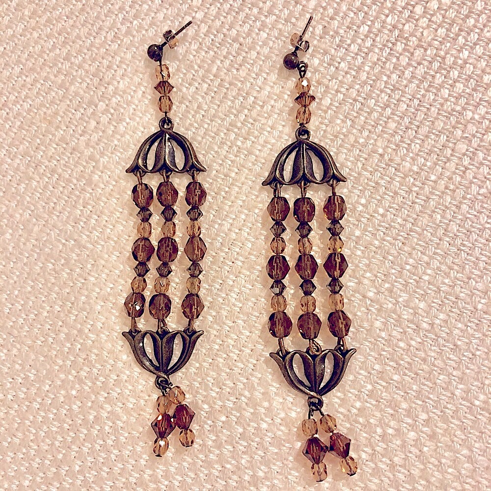 Gorgeous Brown Bead Chandelier Earrings!